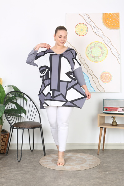 XL Modam Women's Digital Printed Truvacar Sleeve Large Size Tunic