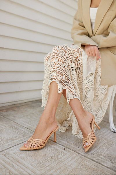 carweza Arlen Nude Thin Heeled Women's Slippers