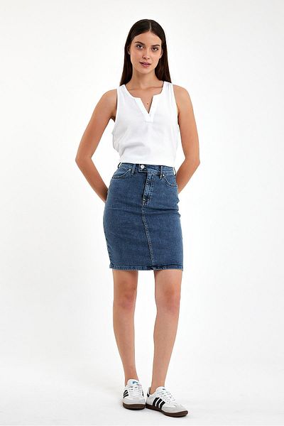 VENA Fusta de jeans pentru femei Freya Dirty Med Blue Regular Fit