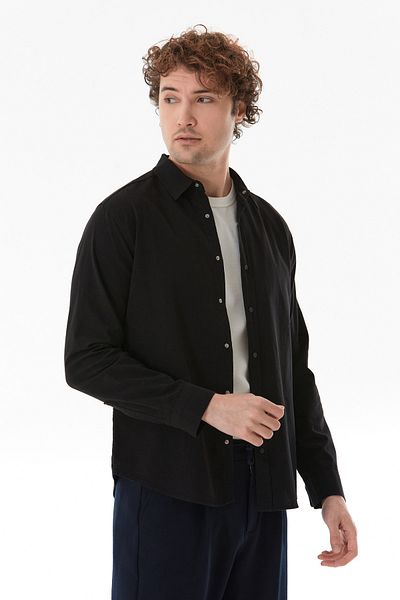 Fulla Moda Βασικό πουκάμισο Gabardine με κουμπωτά