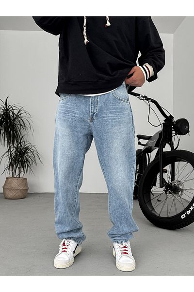 BYBASICMAN Light Blue Washed Baggy Pants Gj-16668/16713