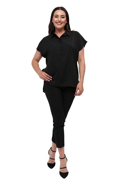 Hanezza Bluză pentru femei de mărime mare - guler polo cu jumătate de mânecă cu design elegant și țesătură Jesica