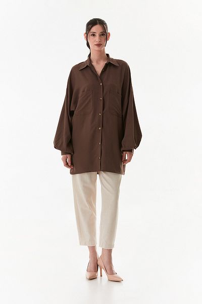 Fulla Moda Πουκάμισο Fullamodest Oversize με μανίκια