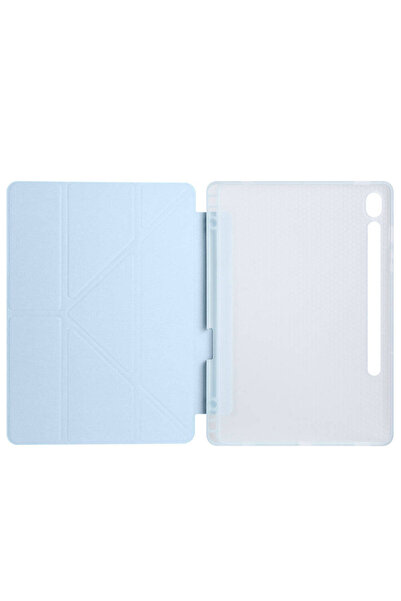 UnDePlus Samsung Galaxy Tab S10 Lite FE/S10/S9 FE/S9 Uyumlu Kılıf Kalem Bölmeli Trifolding Case Mavi