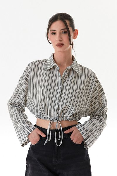 Fulla Moda Cămașă crop cu dungi în față