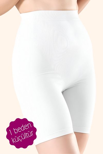 Jacarsman Women's Dress Pants High Waist Long Leg Shorts Corset White