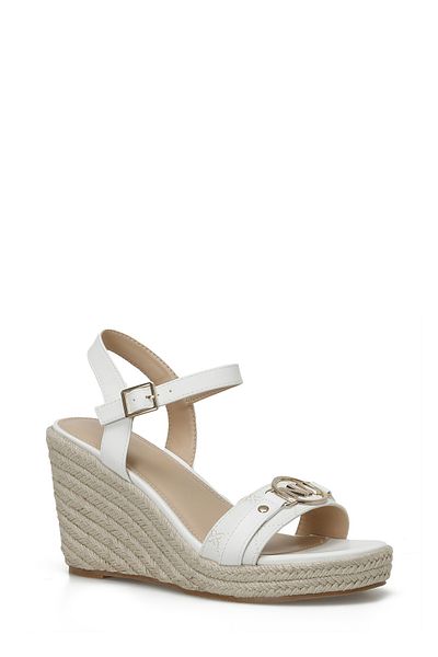 Nine West Oprena 4Fx White Women's Wedge Heel Sandals