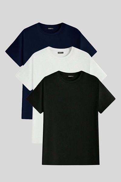 GENIUS STORE Men's T-Shirt Standard Fit Basic Crew Neck T-Shirt Basic-Manless3