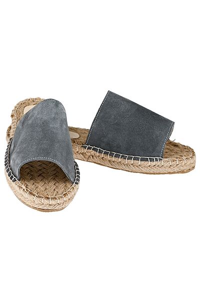 NOOSY Espadrile de damă din piele naturală gri lucrate manual