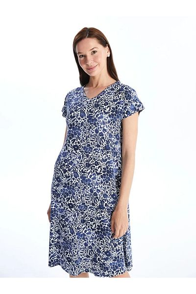 LC Waikiki Lcw Grace Navy V-Neck Floral A-Line Dress for Women