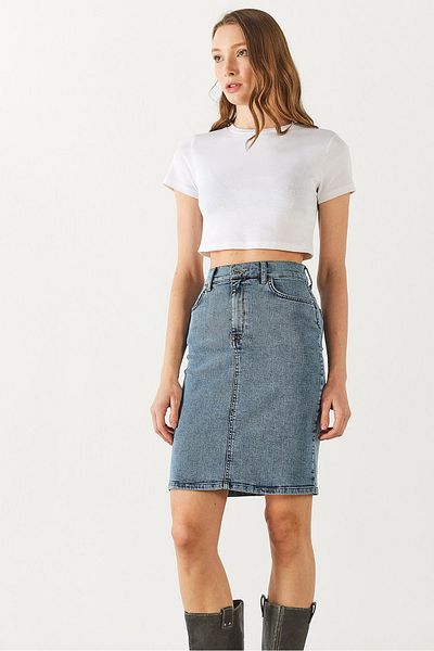 VENA Fusta de jeans Freya Dirty Med Blue Regular Fit - DIRTY MED BLUE