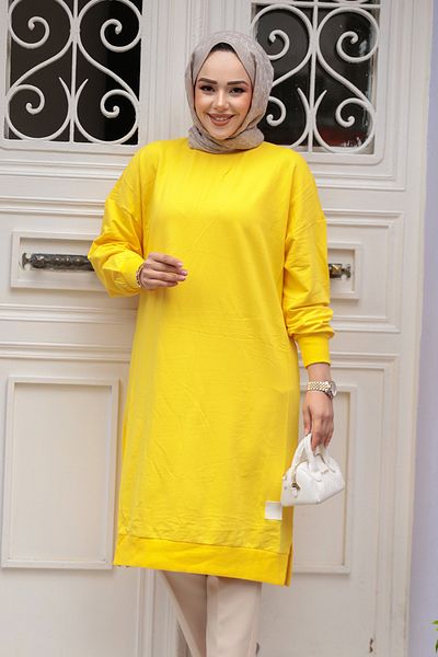 Neva Style 30645SR موديل تونيك حجاب أصفر