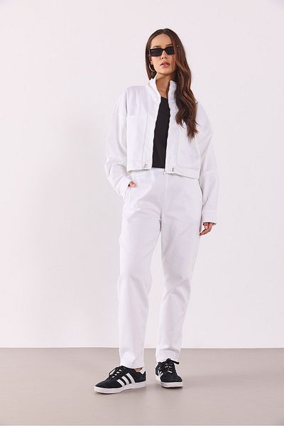 VENA Marla Colorful High Waist Slouchy Jogger Pants - White