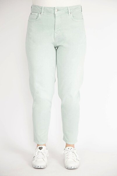 Şans Kadın Su Yeşili Büyük Beden 5 Cepli Kot Pantolon 65n36683