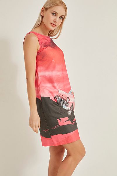 GAJA 5133 Women's Patterned Sleeveless Cotton Dress with Side Hidden Pocket
