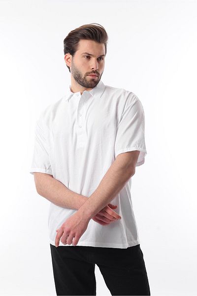 Madmext White Oversize Relaxed Cut Short Sleeve Shirt 6744