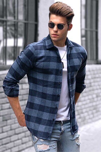 Madmext Cămașă în carouri Indigo 4664