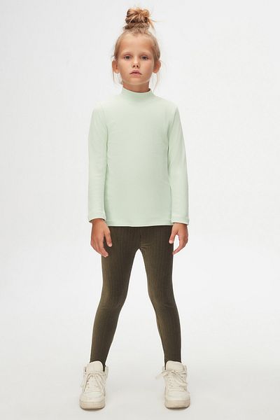 LOVETTI Green Long Sleeve Girl's T-shirt - Half Turtleneck