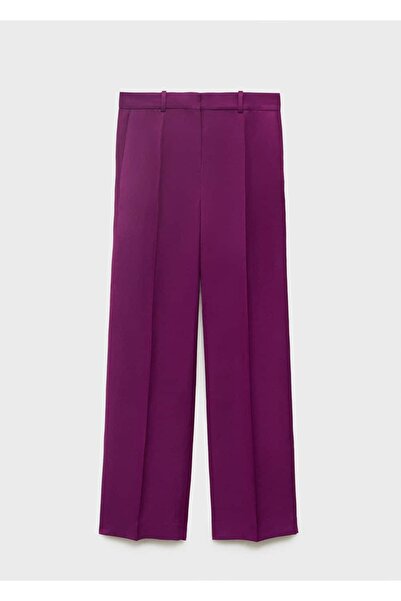 MANGO Woman Düz kesim keten karışımı pantolon