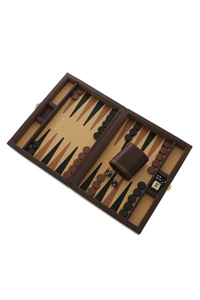 GiftExpress Exclusive mini backgammon game in brown box 23cm