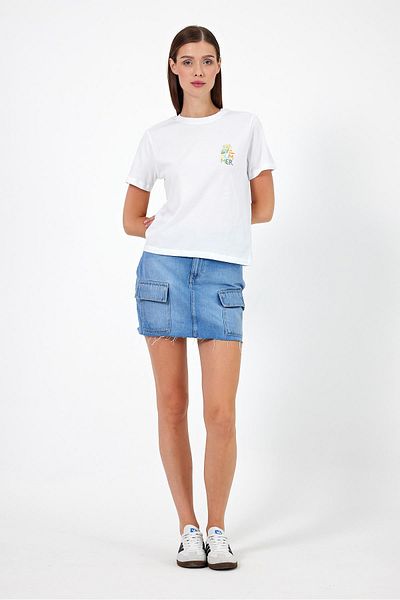VENA Joanna Med Blue - Fusta mini cargo pentru femei