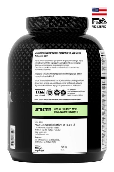 anocin Mass Gainer 3000 Gr Chocolate Flavored Weight Gain Aid Volume Mass Muscle Increase