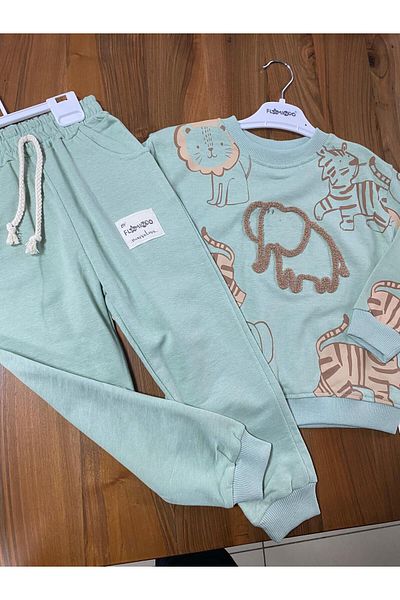 baby flamindo Baby Flamindo Elephant Embroidered 2 Thread Men's Tracksuit Set