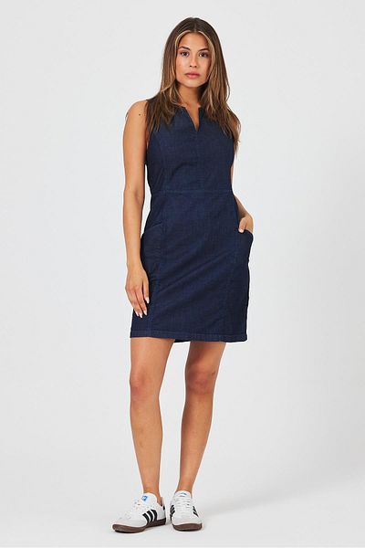VENA Femei - Negru Verde Slim Fit fără mâneci Jean rochie