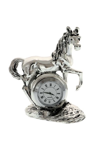 GiftExpress Highclass horse figurine with silver watch 10 cm