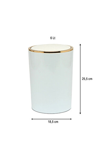 Prima Nova سلة المهملات لينوكس 6 لتر لون أبيض ذهبي