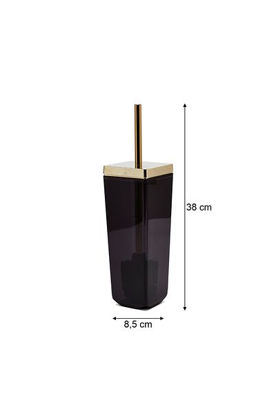 Prima Nova Tuscany Toilet Brush - Transparent Black/Gold Cap.Frame
