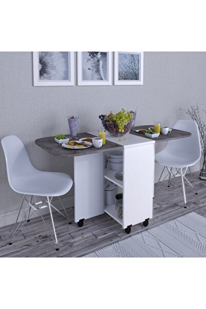 Tasaroma Oval Tasarımlı Açılır Kapanır Katlanır MDF Mutfak Yemek Masası Ovela