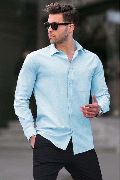Madmext Ανδρικό πουκάμισο Blue Regular Fit 5592