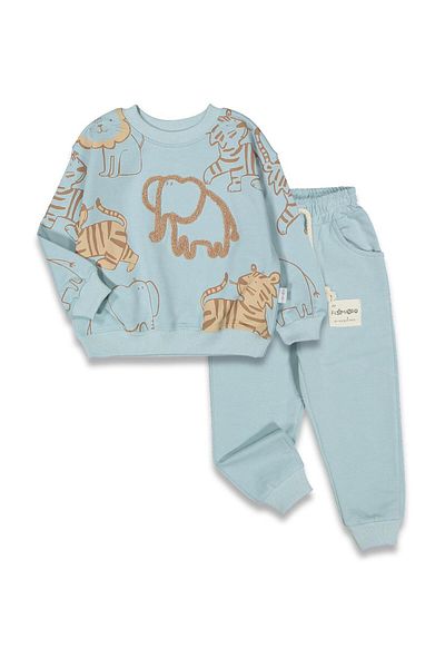 baby flamindo Baby Flamindo Elephant Embroidered 2 Thread Men's Tracksuit Set