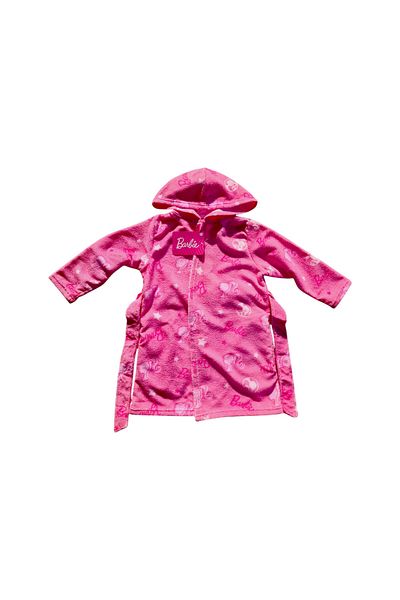 Barbie Halat de baie pentru copii, gluga si buzunare laterale, multicolor, varsta 7-8 ani, Barbie