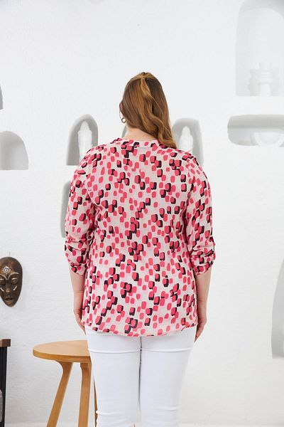 RMG Large Size Silk Viscose Soft Thin Shirt Pink