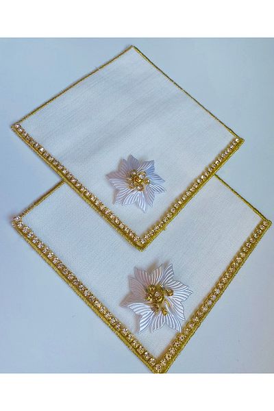 ELÇİÇEK HOME Presentation Napkin, Cocktail Napkin, Coffee Side Presentation Napkin Set of 2