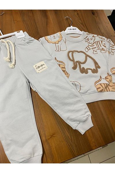 baby flamindo Baby Flamindo Elephant Embroidered 2 Thread Men's Tracksuit Set