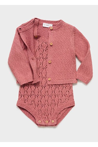 MANGO Baby Pamuklu delikli triko tulum