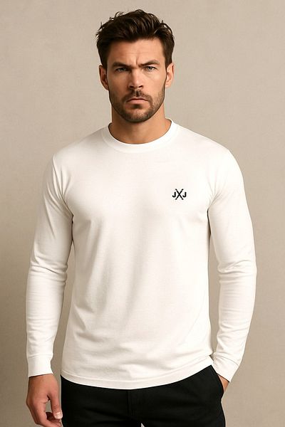Jack & Jones Ανδρικό φούτερ J&J JCORISE INFINITY Crew Neck Λευκό Melange