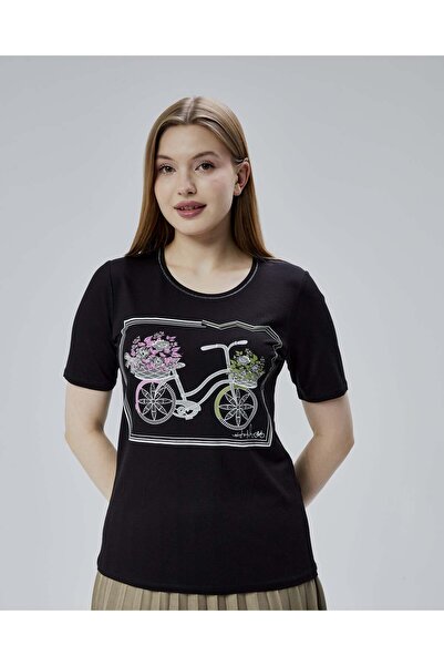 YXL COLLECTION Tricou pentru femei de mărime mare Lycra Flower - Bluză pentru...