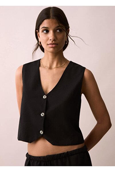 Mango Teen Vest Linen with Buttons