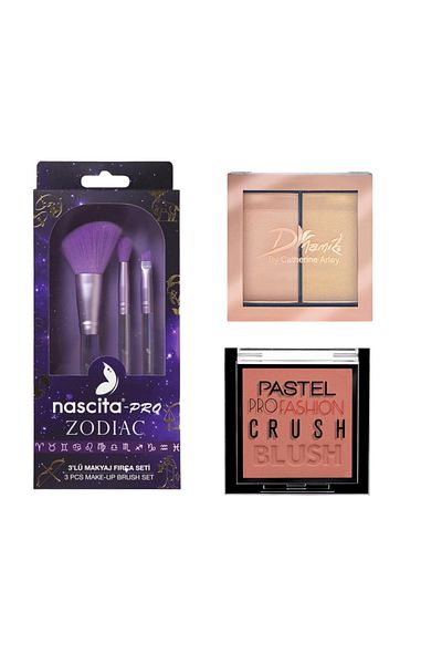 Pastel Profashion Crush Blush 306 + Nascita-Zodiac 3-Piece Makeup Brush Set + Dynamic by 2-Piece Highlighter