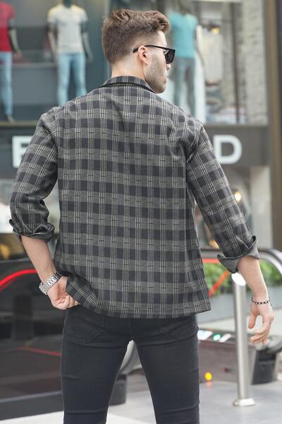 Madmext Khaki Plaid Regular Fit Men's Shirt 6714