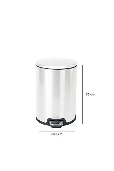 Prima Nova Cigo Pedal Μπάνιο Κουζίνα Γραφείο Κάδος απορριμμάτων 12Lt Λευκό Εσωτερικό Μαύρο