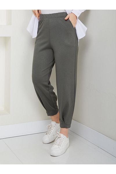 soBasic ȚESĂ MODALĂ TESTURĂ MOALE MĂTASE JOGGER SHALVAR TRANSPORT SUB-S - Kaki