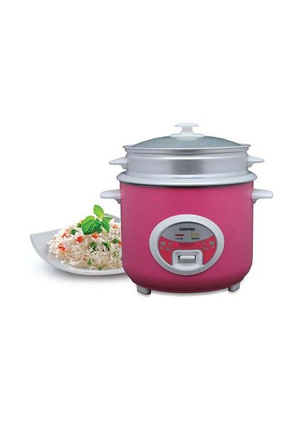 Geepas Deluxe Ricer Cooker- Non-Stick Inner Pot, Stainless Steel Body | Cook/Steam/Keep Warm Function| Make