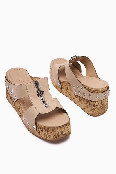 Limoya Goldis Beige Screw Detailed Women's Slippers