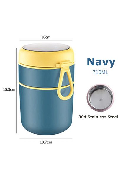 Choice Navy710ml 530ml/710ml Food Thermal Jar Insulated Soup Cup Thermos Containers Stainless Steel Lunch B