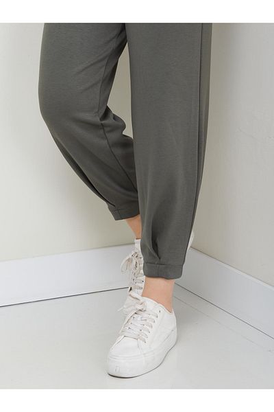 soBasic ȚESĂ MODALĂ TESTURĂ MOALE MĂTASE JOGGER SHALVAR TRANSPORT SUB-S - Kaki
